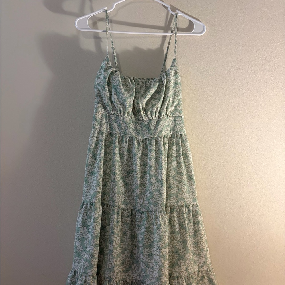 SHEIN Green Floral Mini Dress